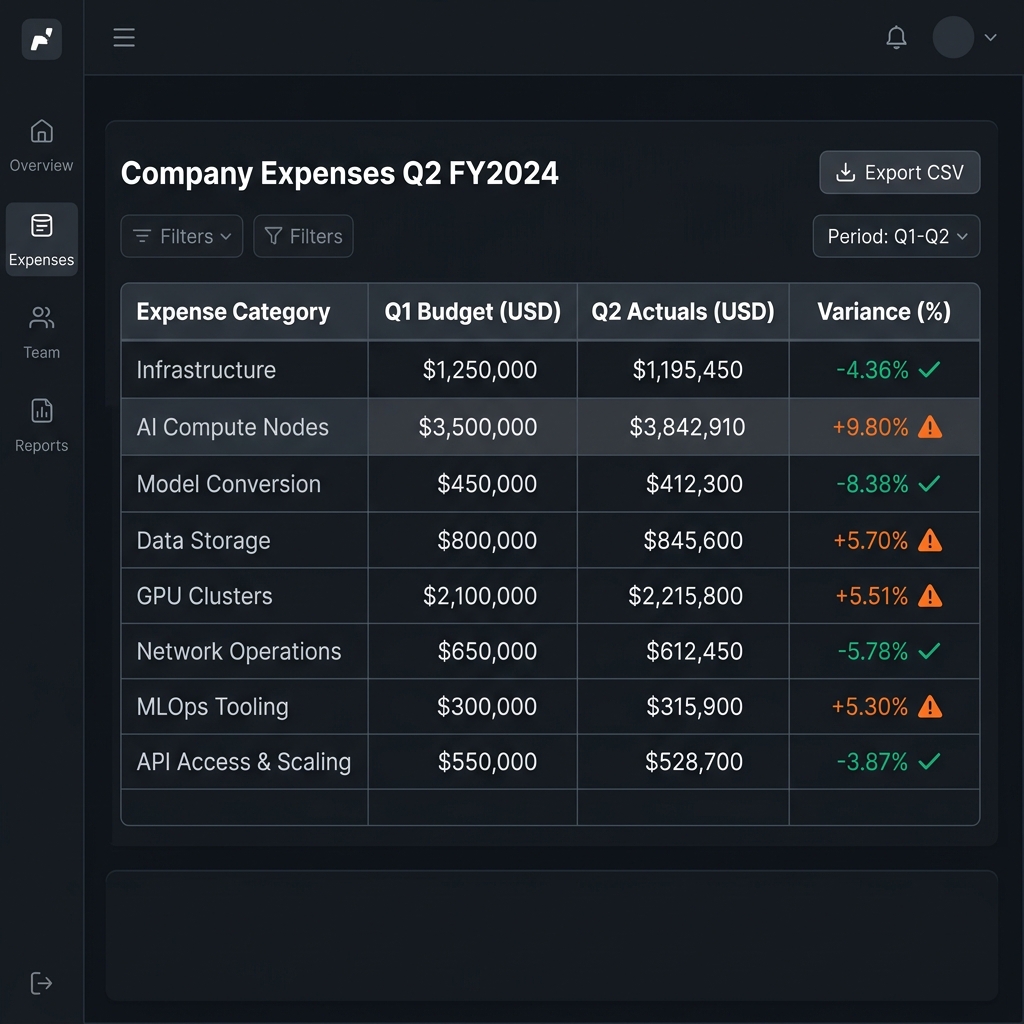 Input Corporate Expense Table