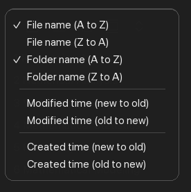 Folder Sort options in the File explorer sort menu