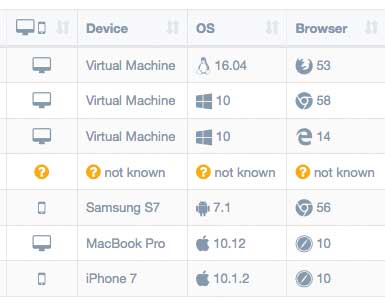 Snapshot - Features overview browser / device info