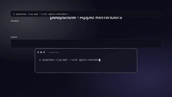 peepshow → Apple Reminders demo