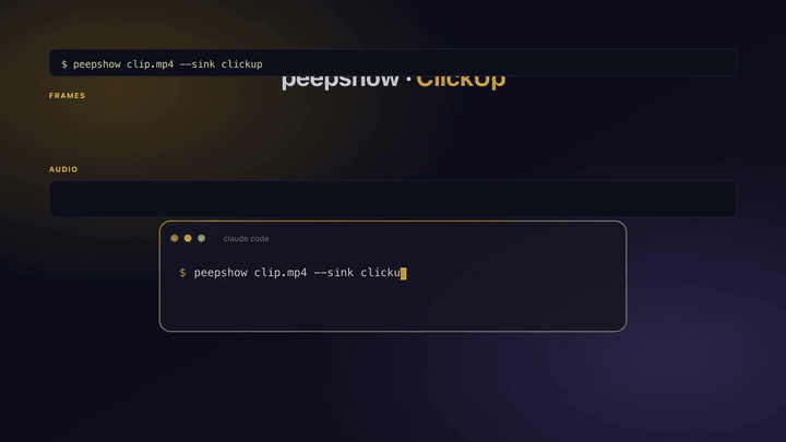 peepshow → clickup demo