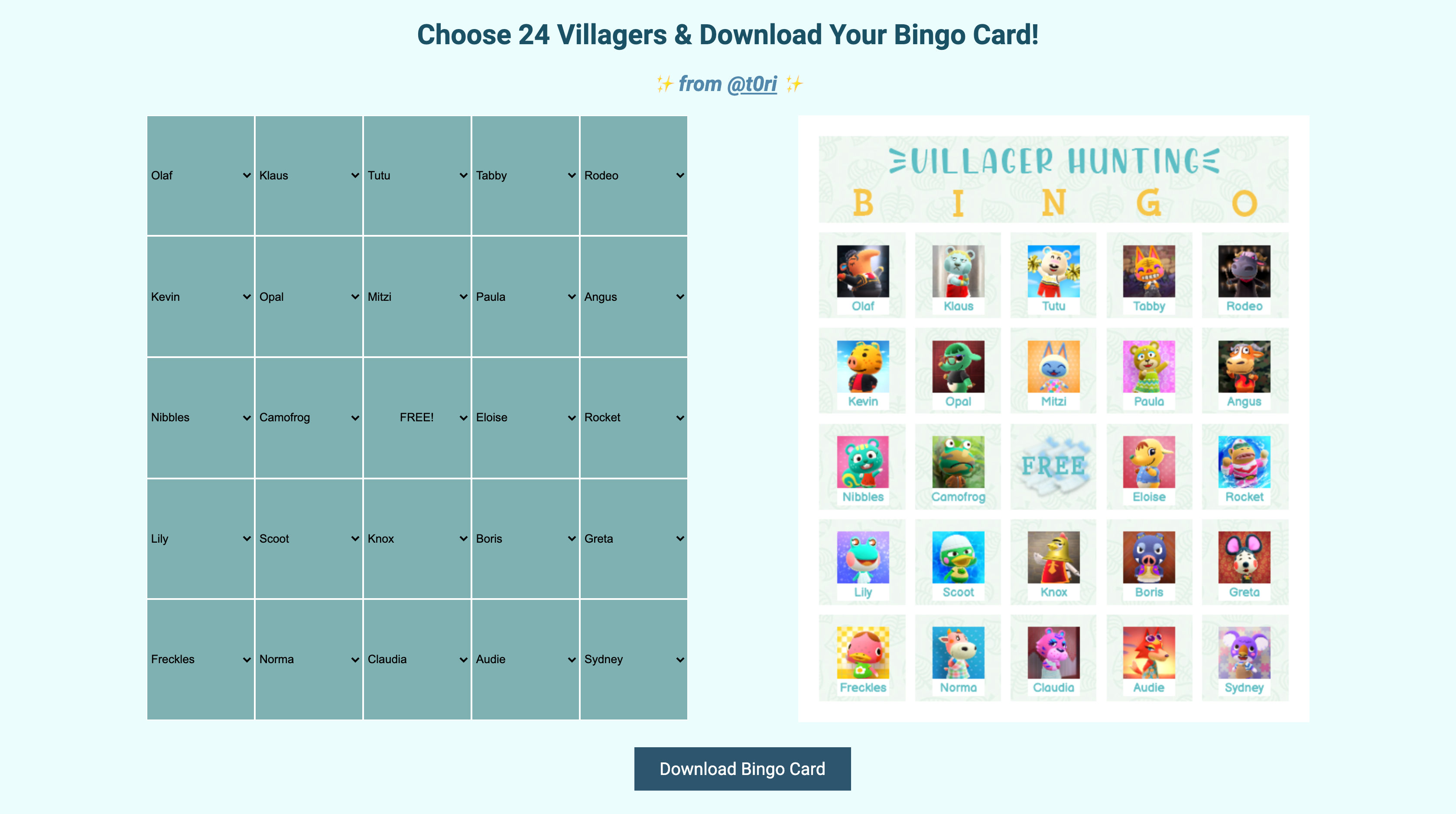 Acnh Bingo