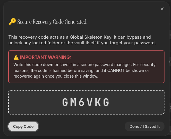 Generate recovery key