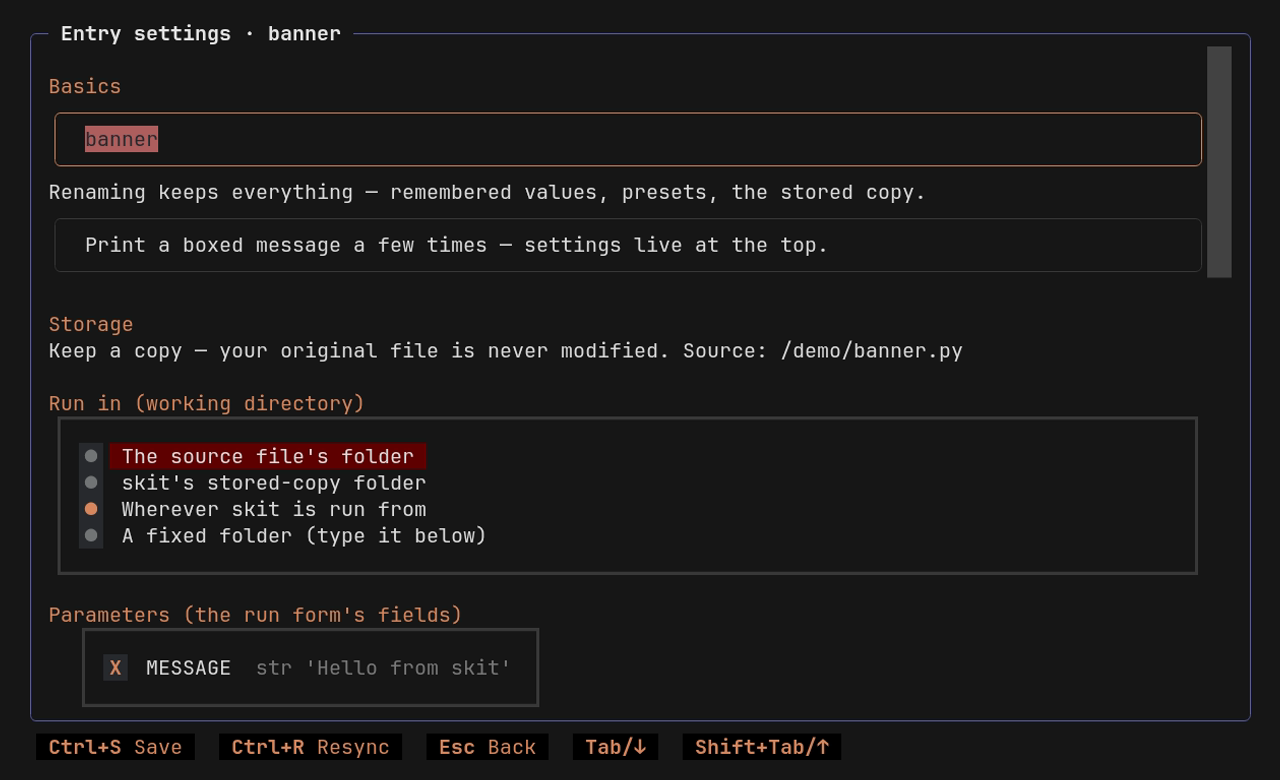 Script settings
