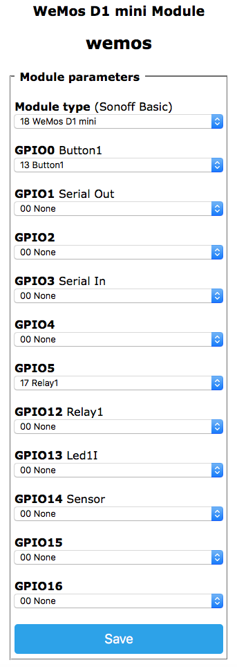WeMos Relay on GPIO5 and Button on GPIO0