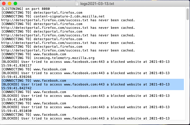 Blocking  Facebook