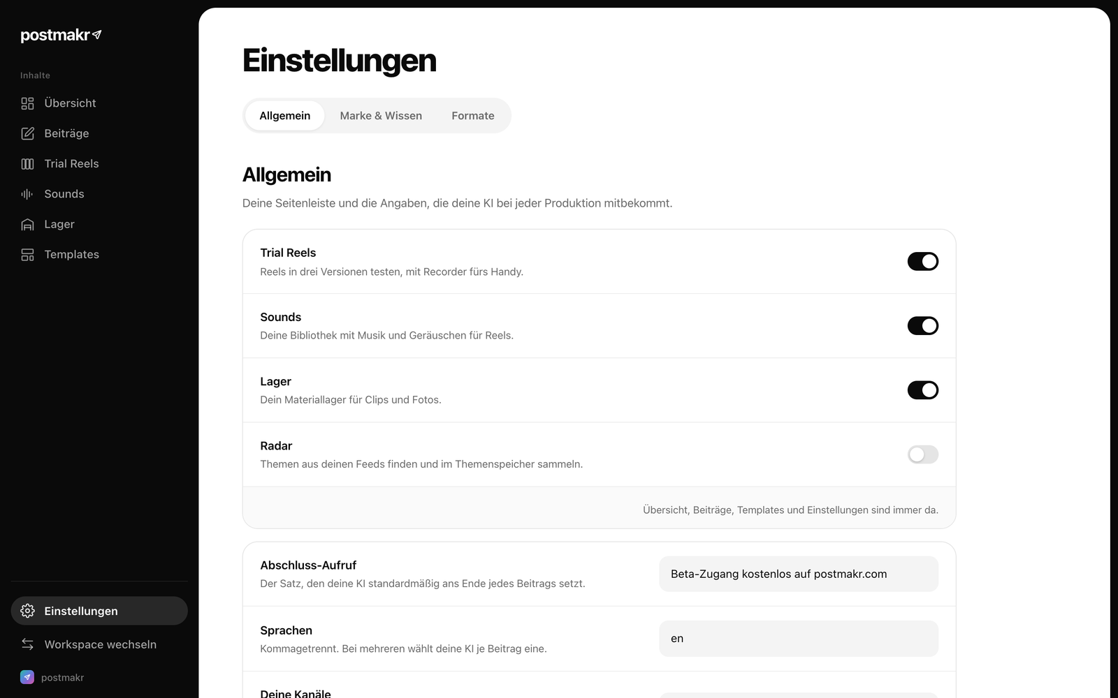 Einstellungen