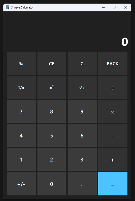 Simple Windows Calculor UI