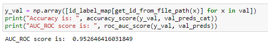 Model AUC-ROC score