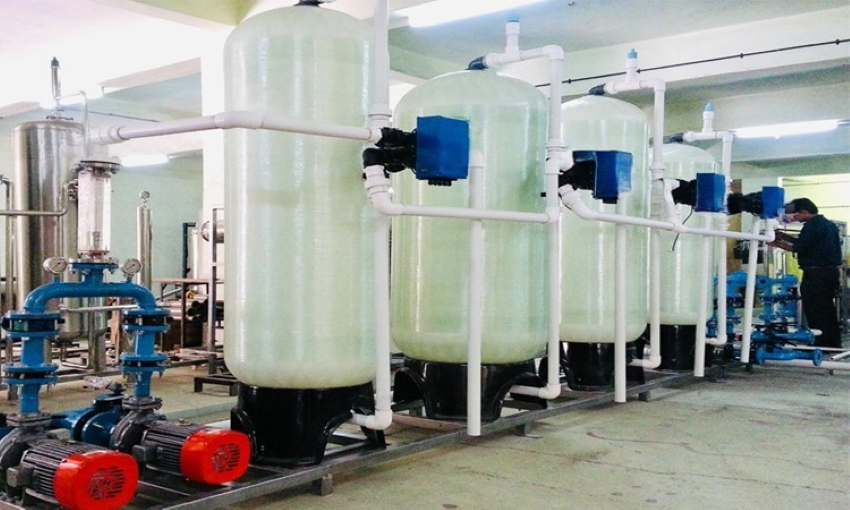 A water treatment plant purifies water by removing contaminants, ensuring clean and safe water for industrial, commercial, and residential use