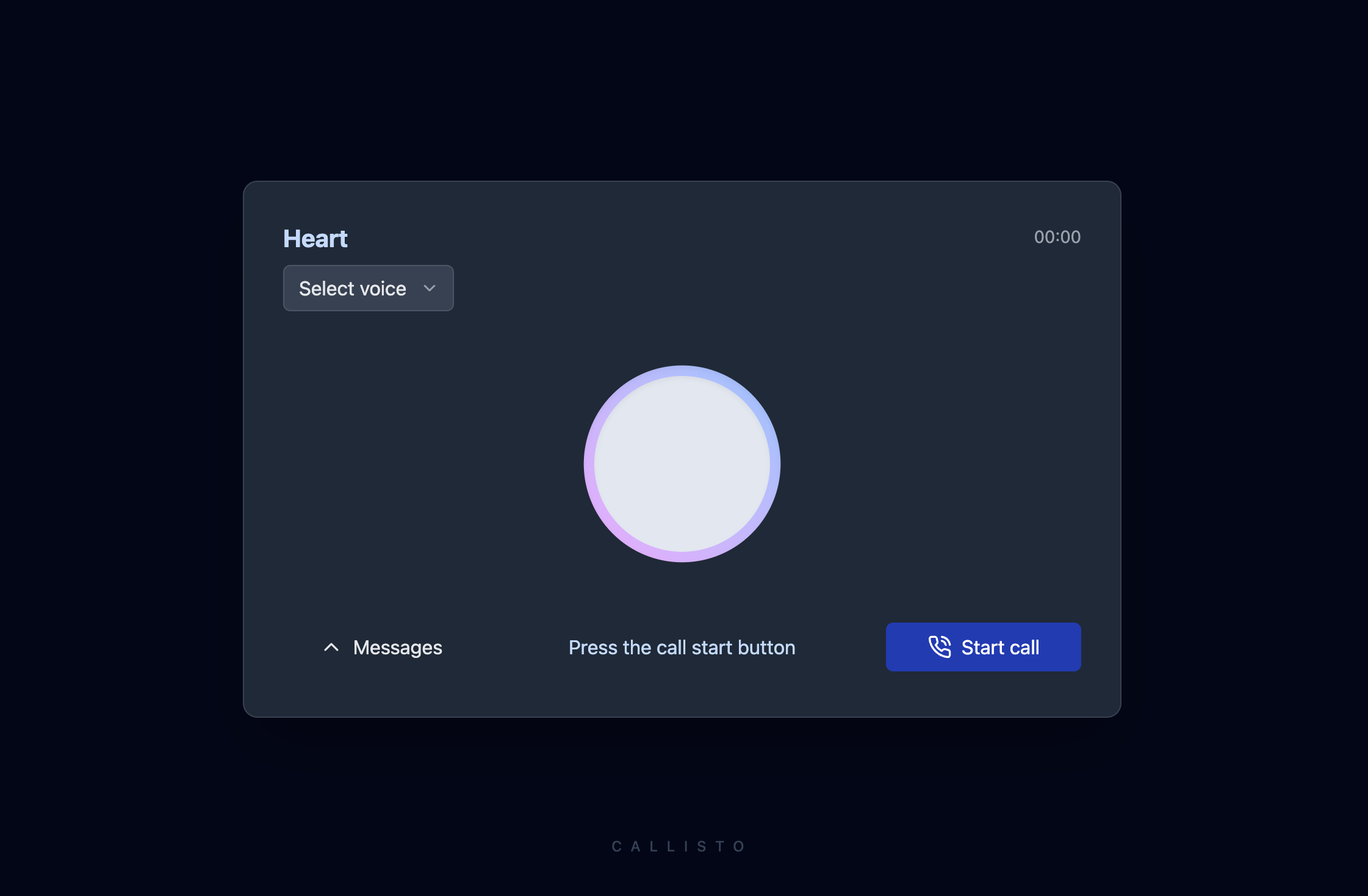 Screenshot of callisto homepage