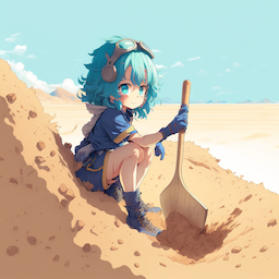 shovel in sand