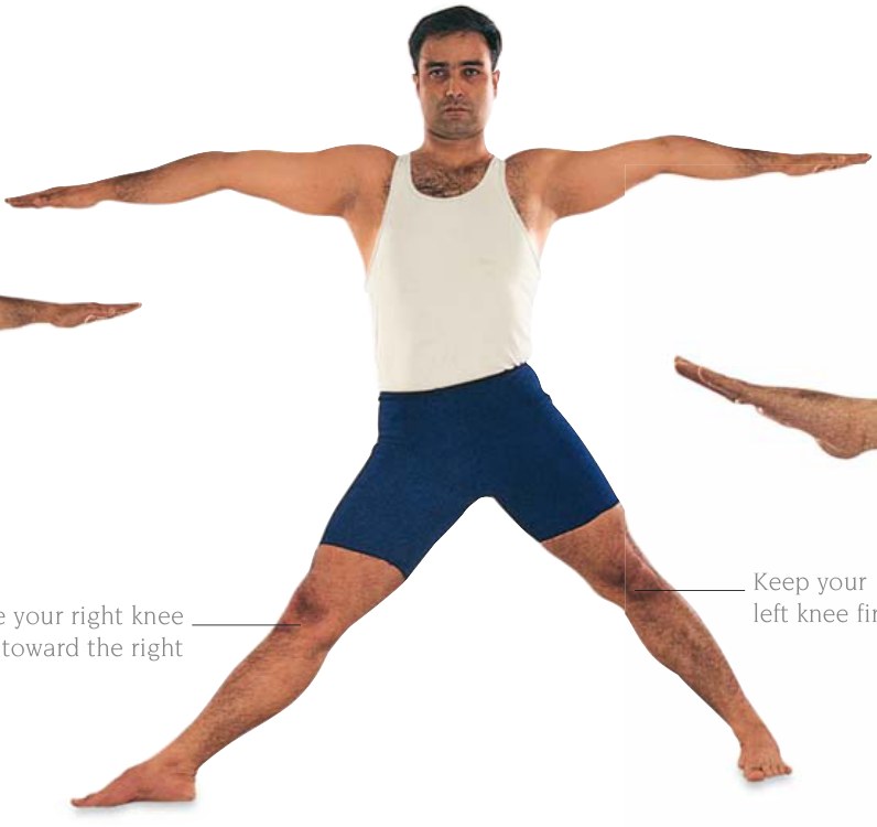 Utthita Trikonasana — giữ hai gót chân thẳng hàng