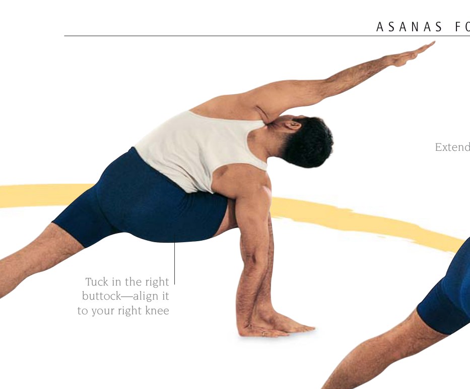 Utthita Parsvakonasana — xoay đầu gối phải sang phải