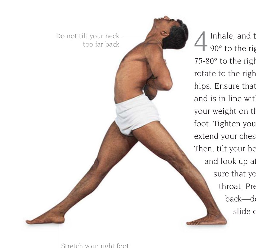Utthita Parsvakonasana — ấn nách phải và đùi phải vào nhau