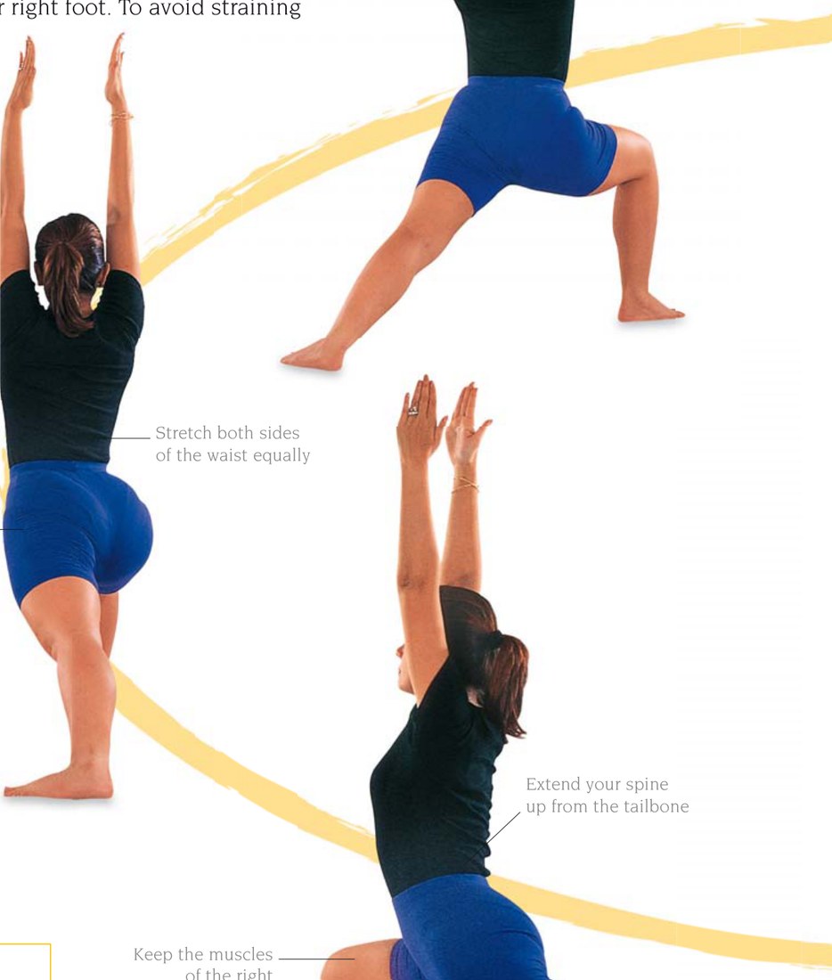 Virabhadrasana 1 — xoay mông trái ra ngoài một chút