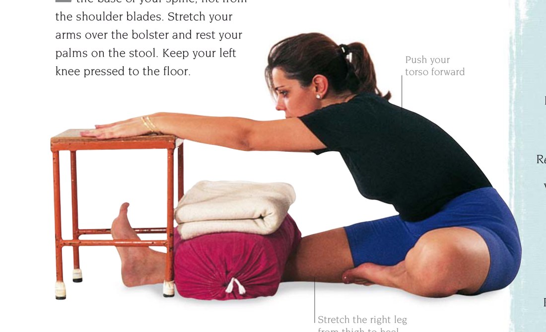 Janu Sirsasana — duỗi chân phải từ đùi đến gót