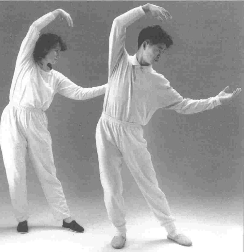 Vũ điệu cầu vồng — nâng tay trái lên ngang vai, nhìn tay trái