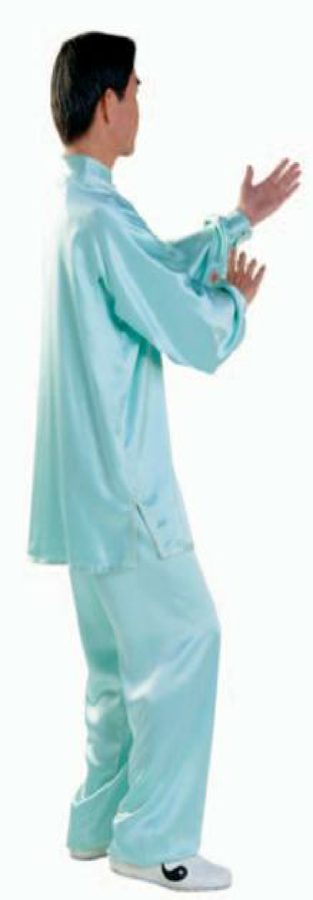 Trọng lượng sang chân trái, chân phải đặt gần, tay trái duỗi sang trái, tay phải cạnh khuỷu tay trái