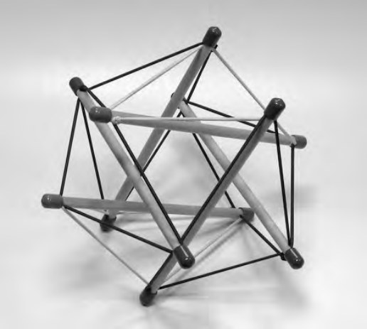 Mô hình Tensegrity với các thanh cứng tượng trưng cho xương và các sợi dây đàn hồi tượng trưng cho cân mạc