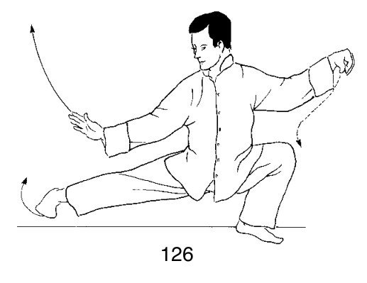 Thức 17 — Hữu Hạ Thế Độc Lập, duỗi chân phải sang ngang