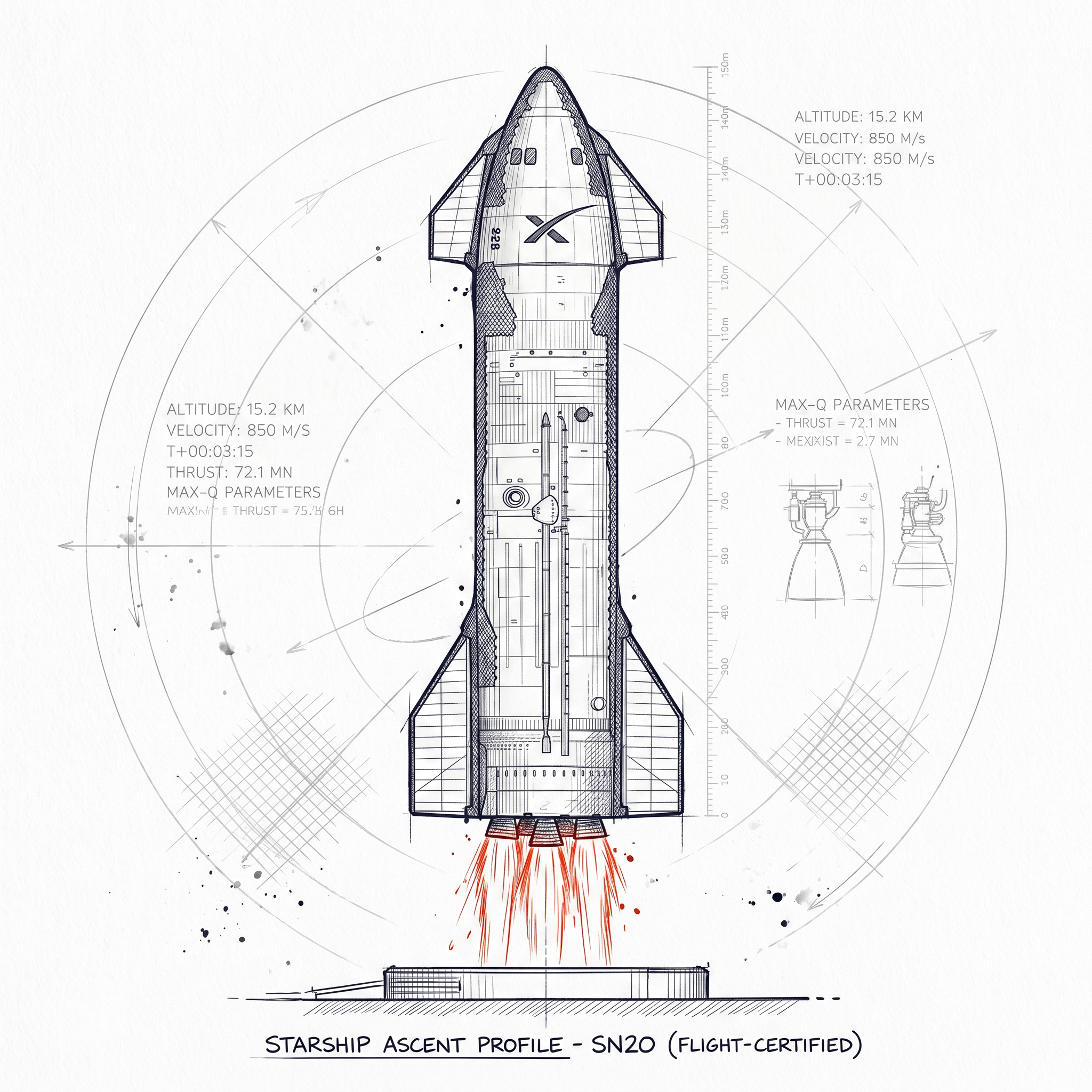 starship hand drawn illustration