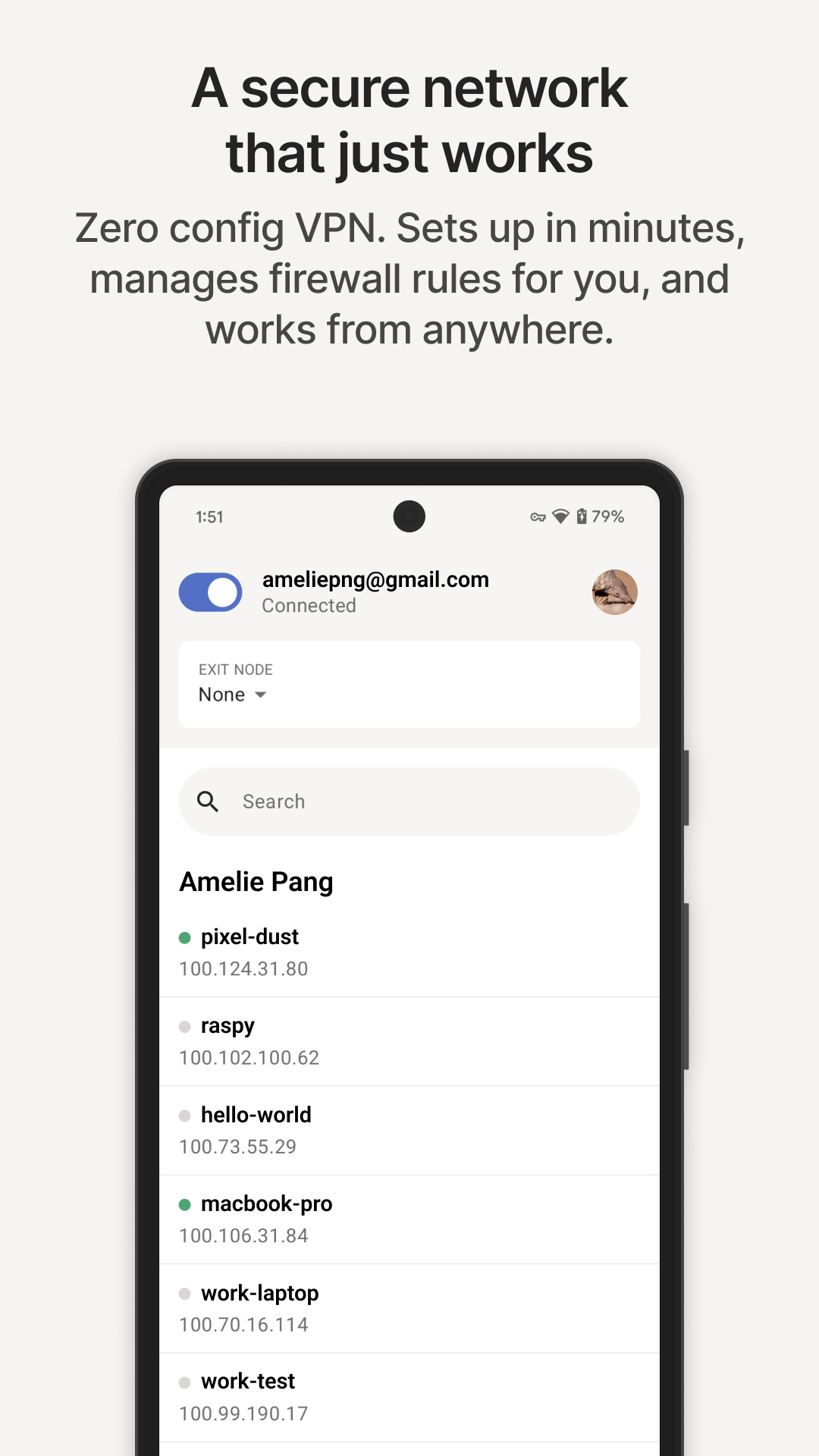 Screenshot 1 of Tailscale — opens full size
