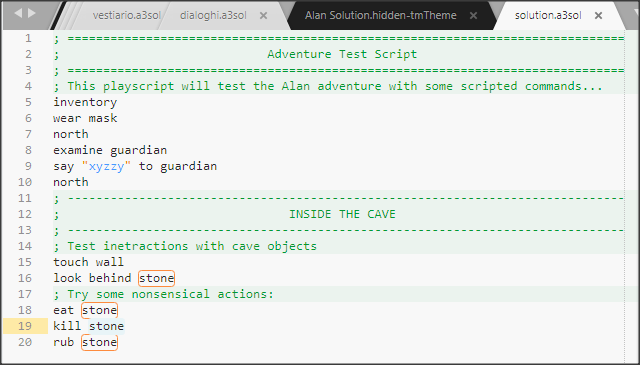 Screenshot of Alan IF Solution file color scheme