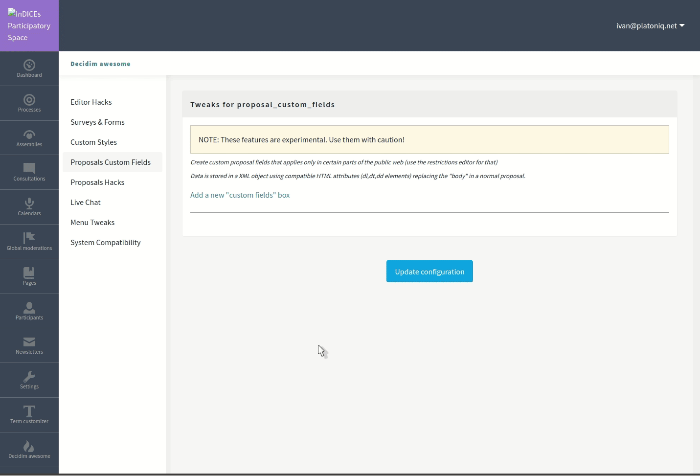 Custom fields screenshot