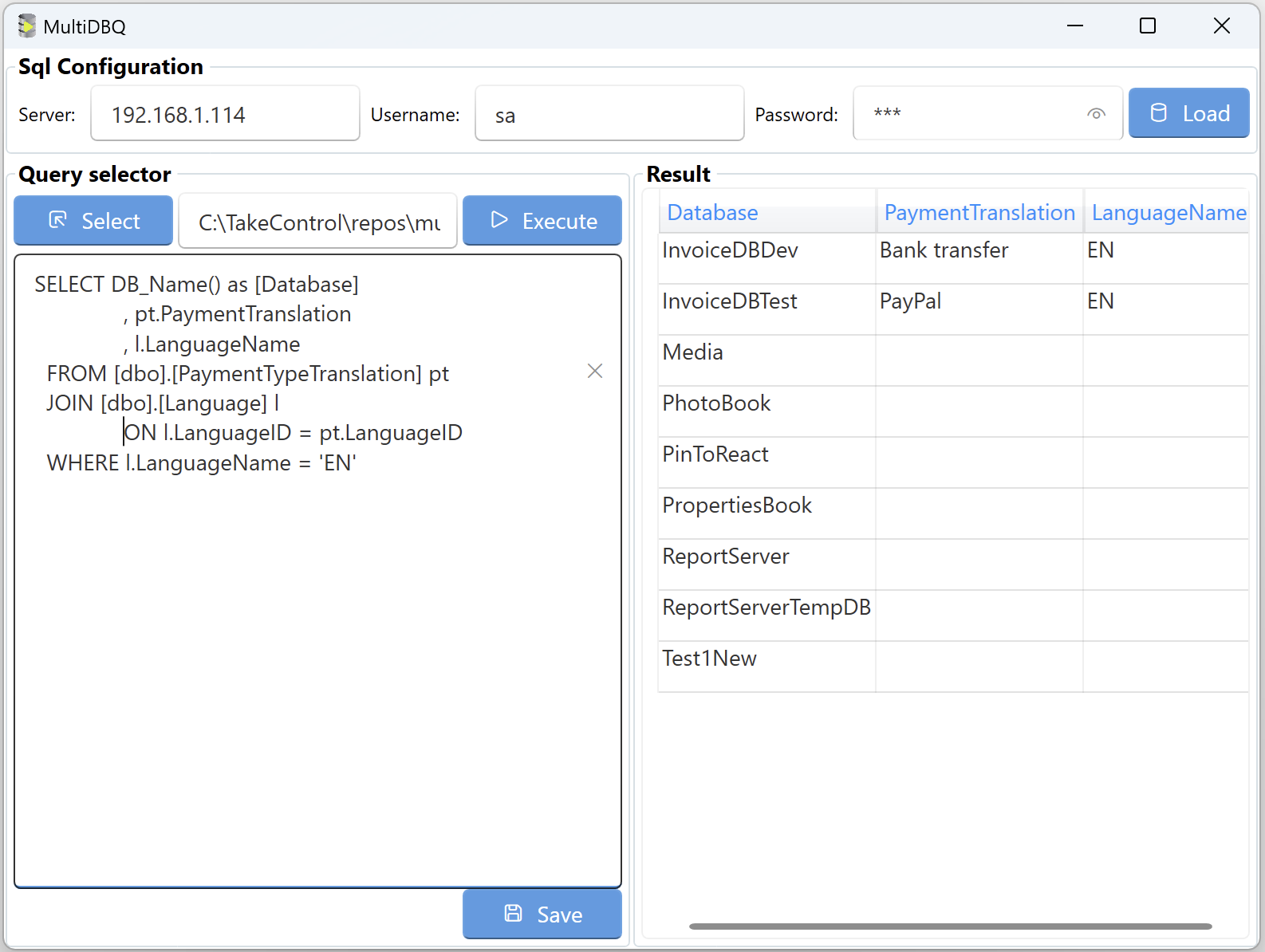 MultiDBQ by Take Control - software & infrastructure