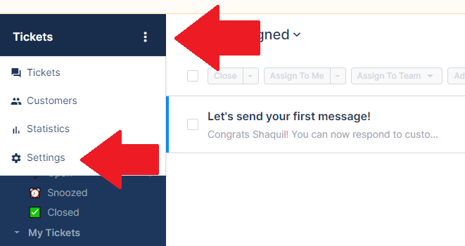 A screenshot of the dropdown that appears when you select the Ticket button.