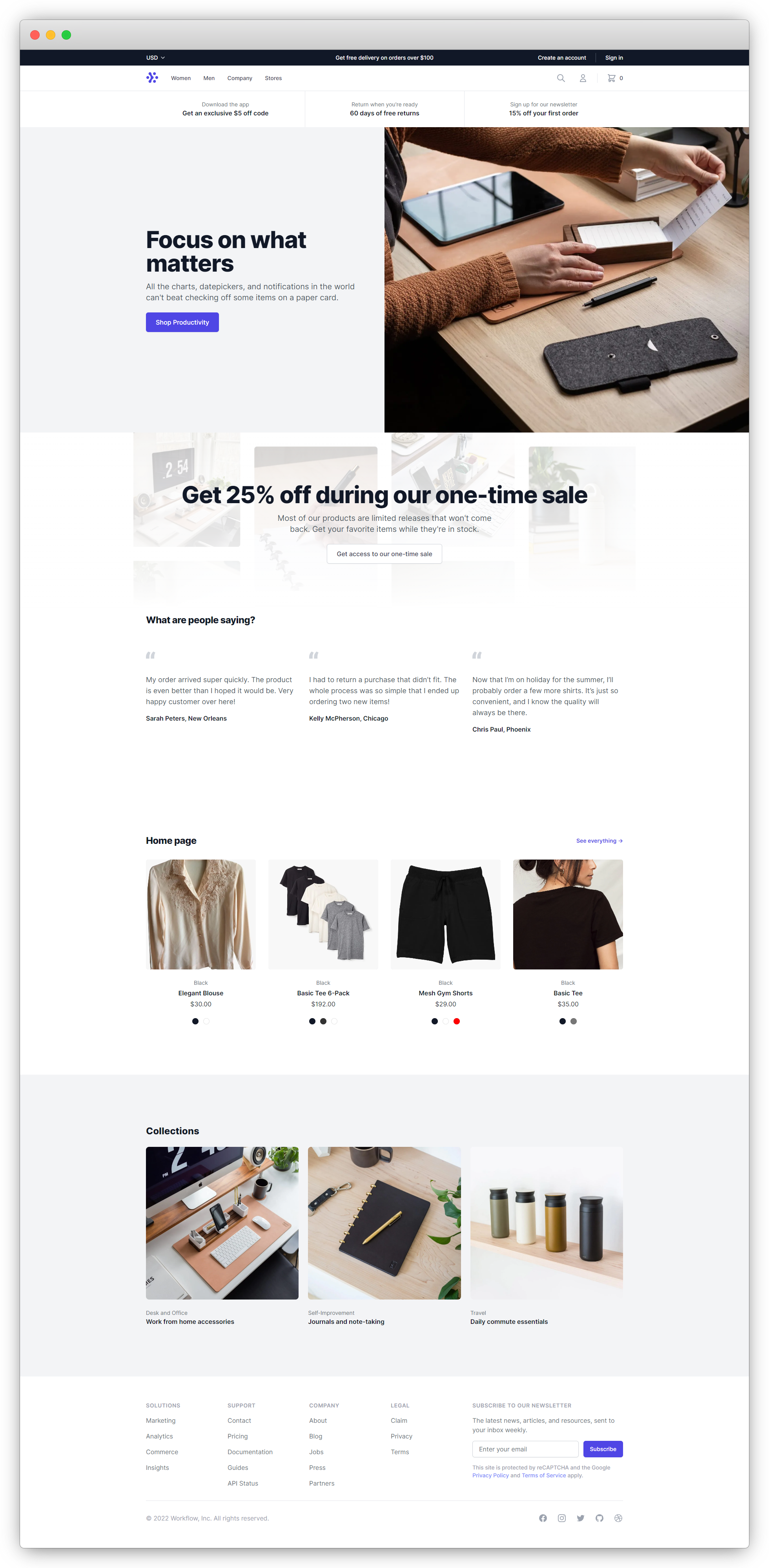 A screenshot of the store's homepage.