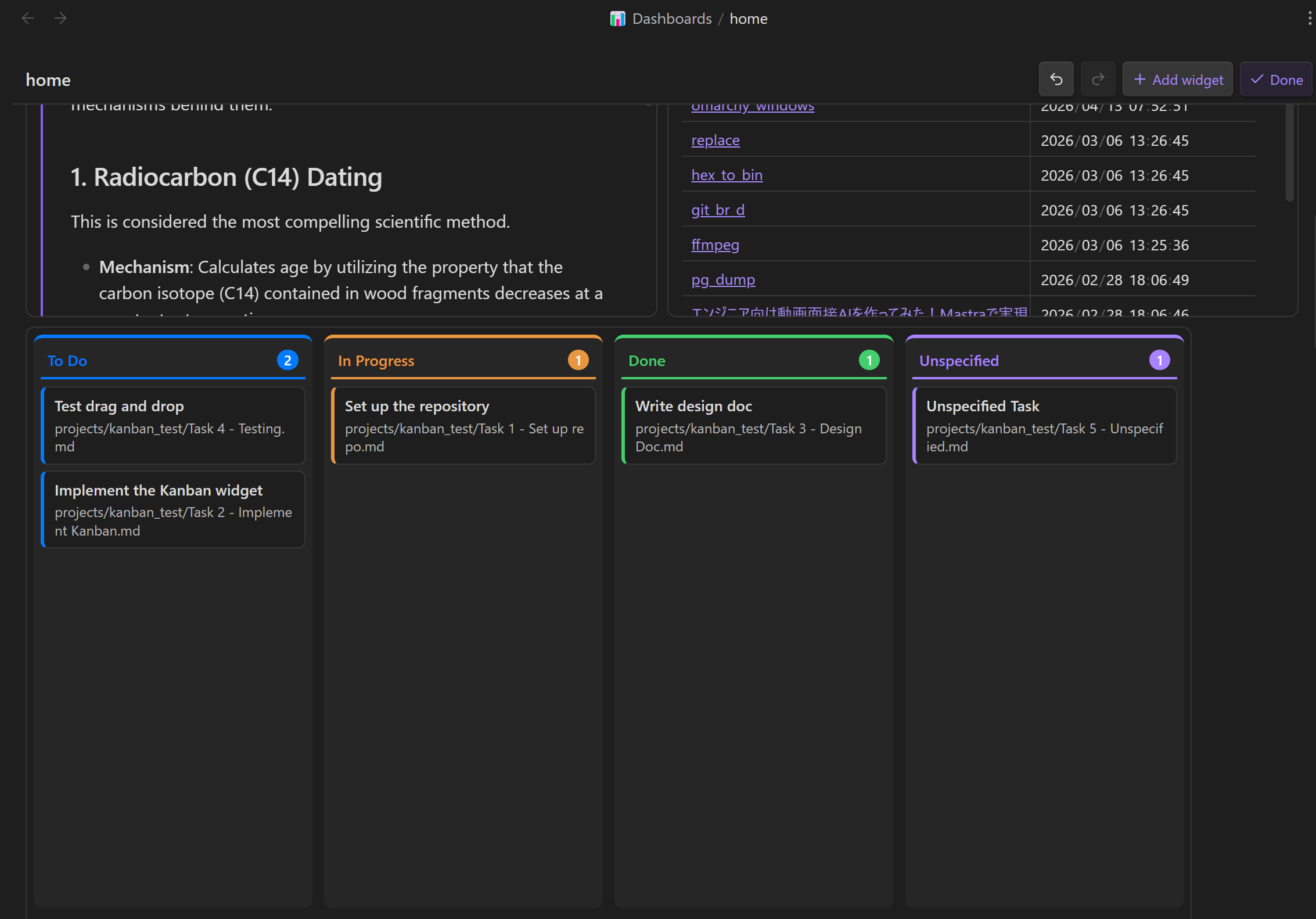 Kanban board