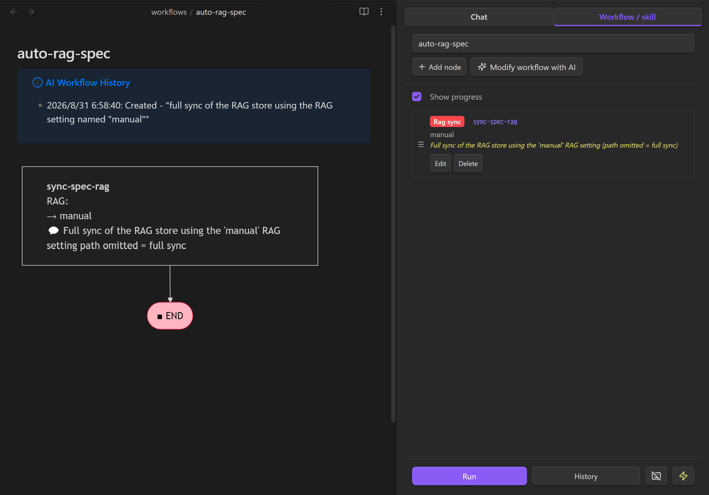 RAG sync workflow
