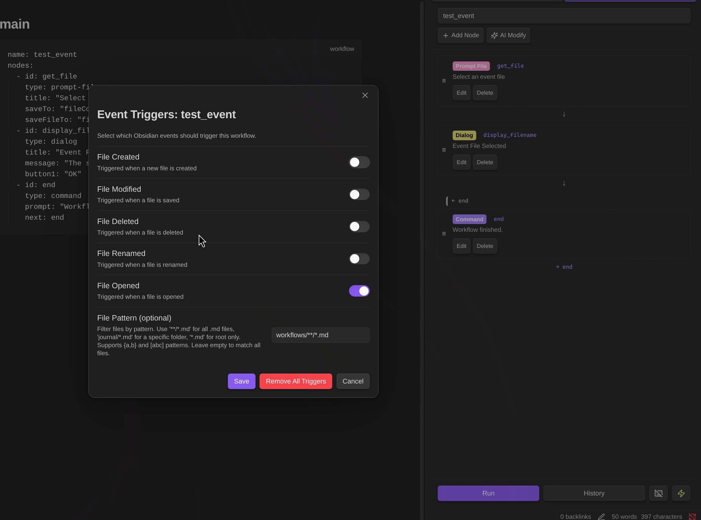 Event Trigger Settings