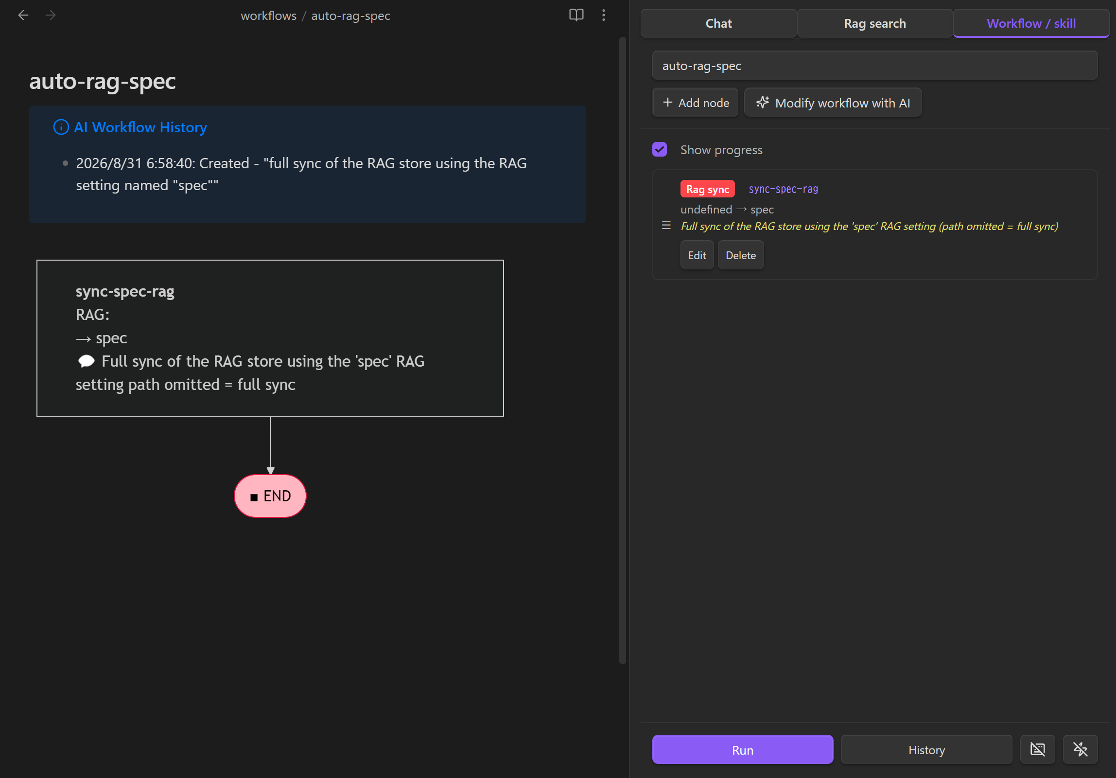 RAG sync workflow