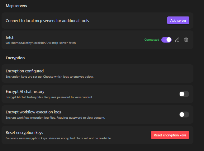 MCP & Encryption Settings