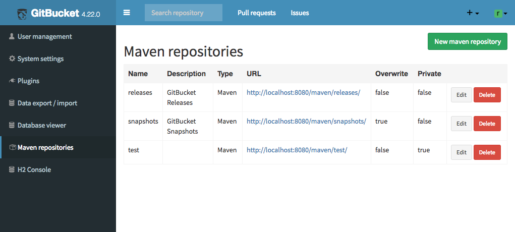 Maven repository settings