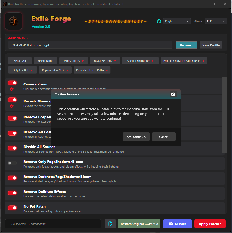[Tool] [PoE 2] Exile Forge — Performance, Visual & UI Customization Tool
