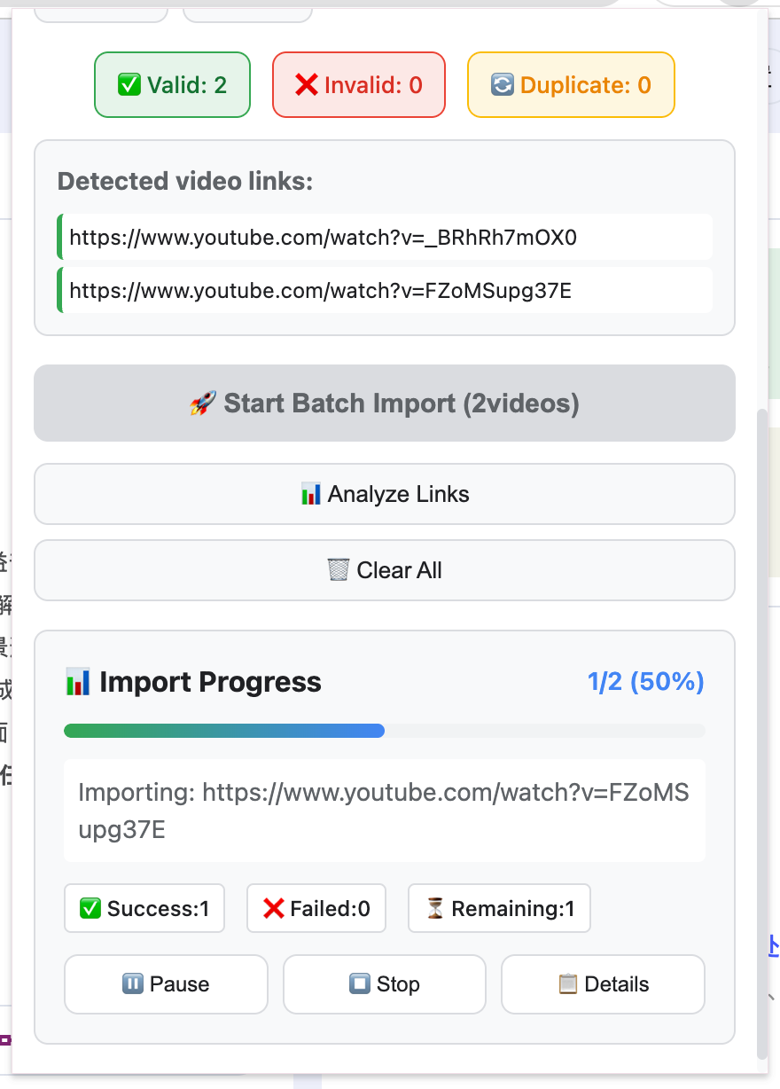 Import Progress Interface