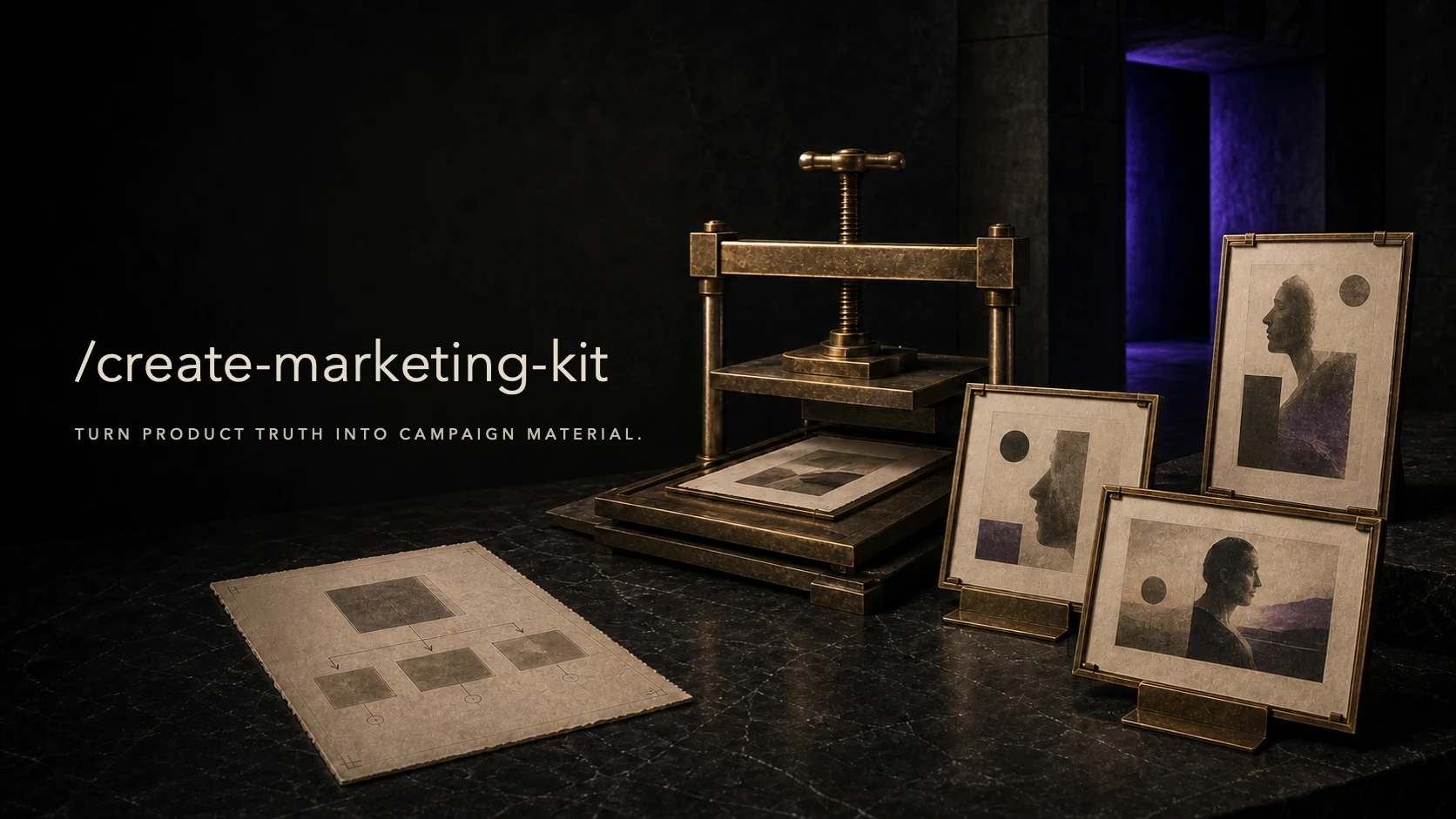 create-marketing-kit — campaign copy and artwork skill