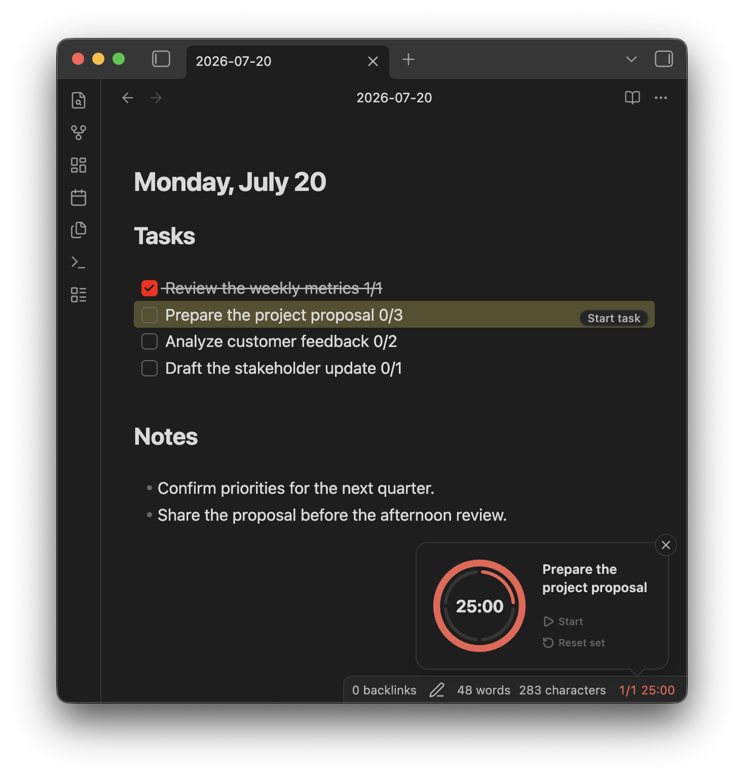 Interval Timer in a daily note