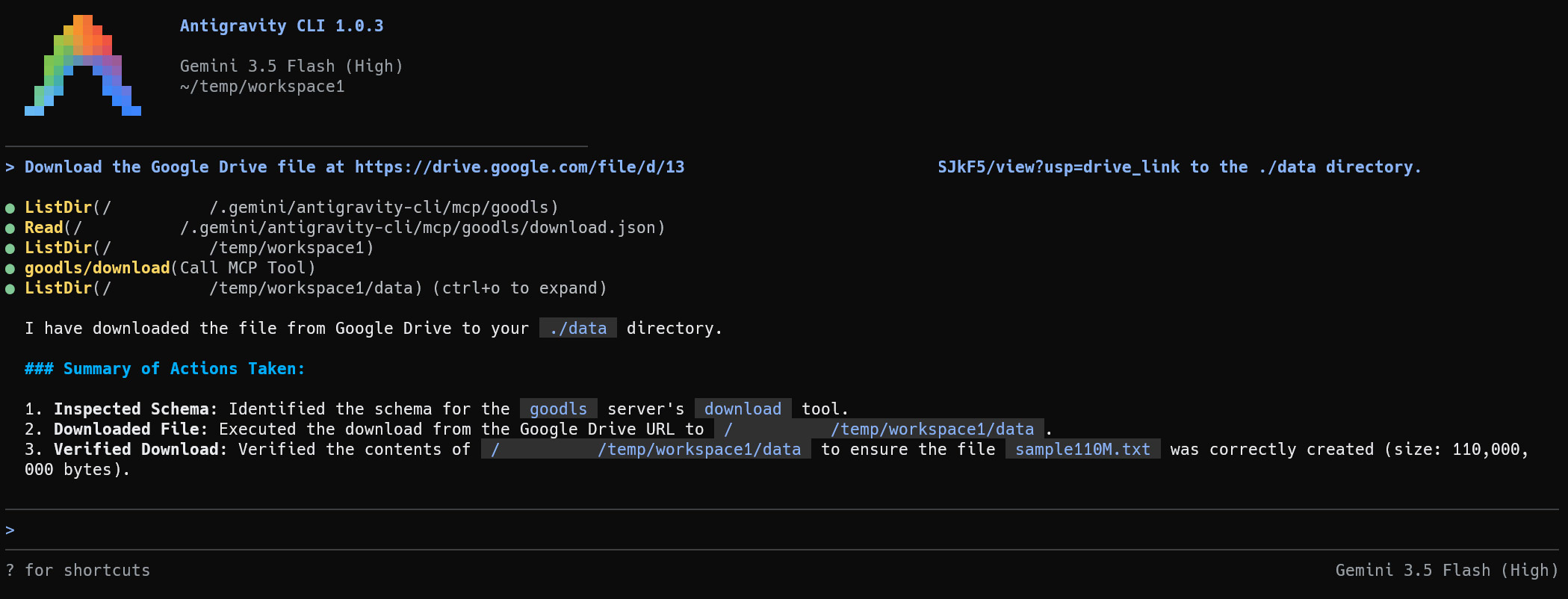 Sample on Antigravity CLI