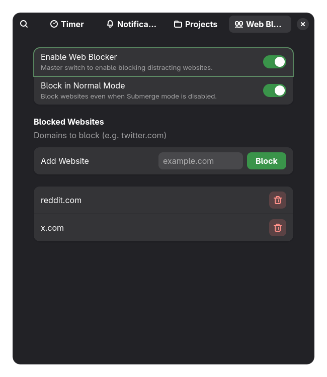Web Blocker Interface