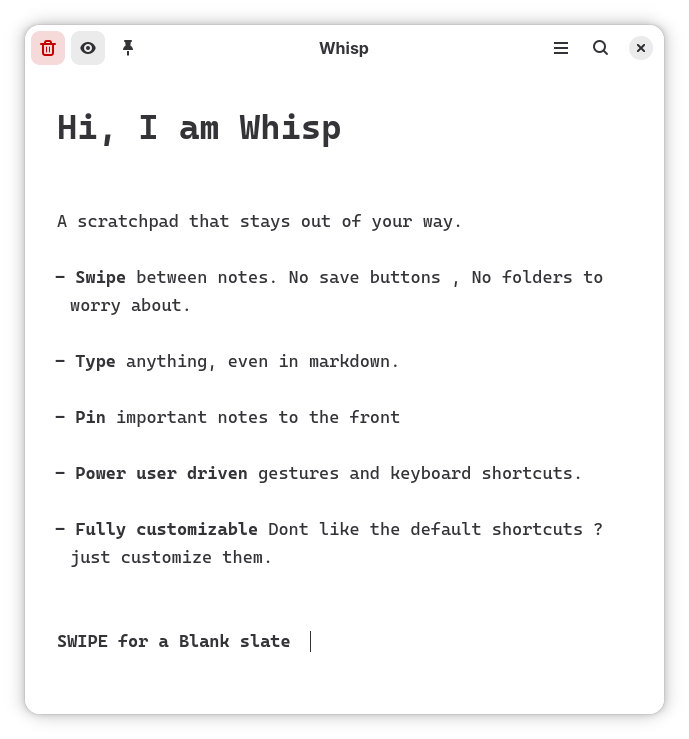 Whisp Main Interface