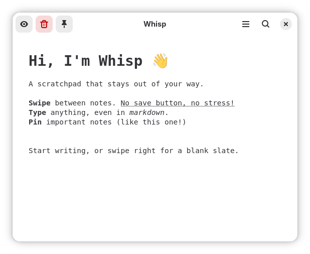 Whisp Main Interface