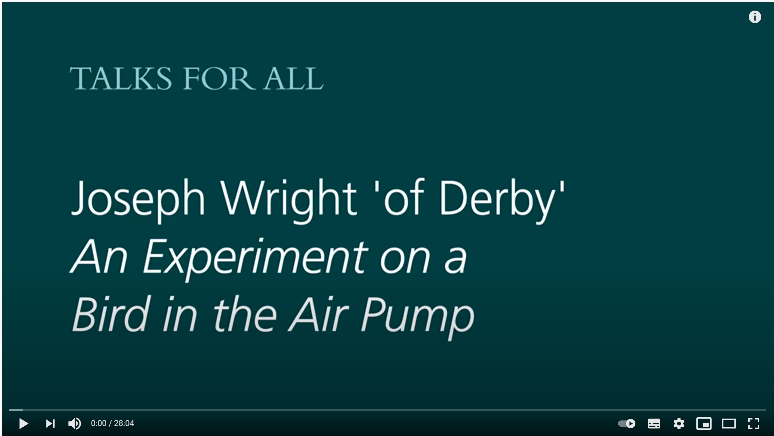 Adult Learning Programmer, Matthew Morgan, discuss <i>An Experiment on a Bird in an Airpump</i>.