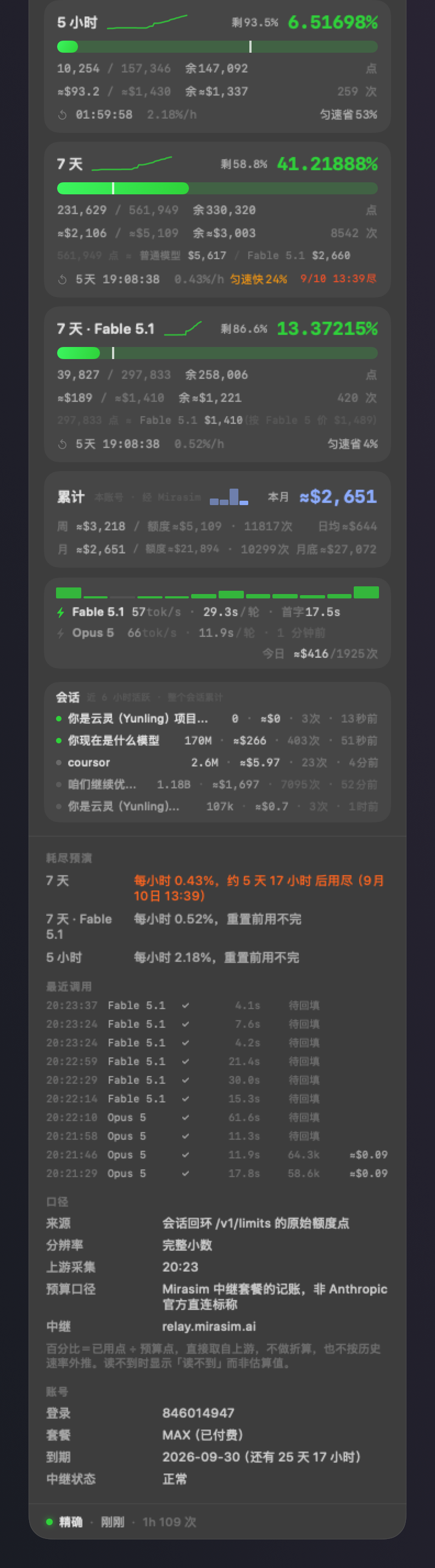 展开明细：耗尽预演与口径