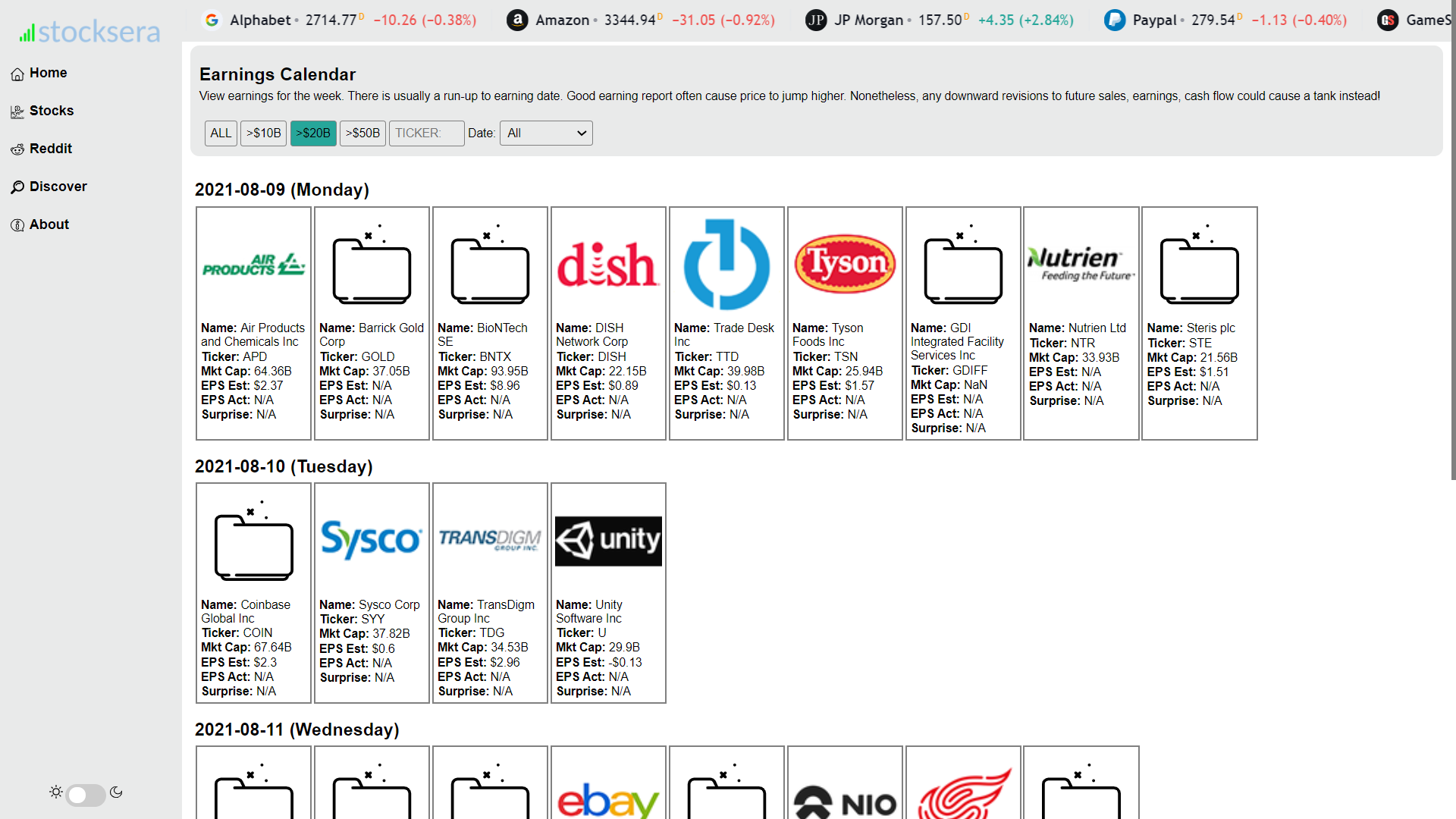 Earnings Calendar