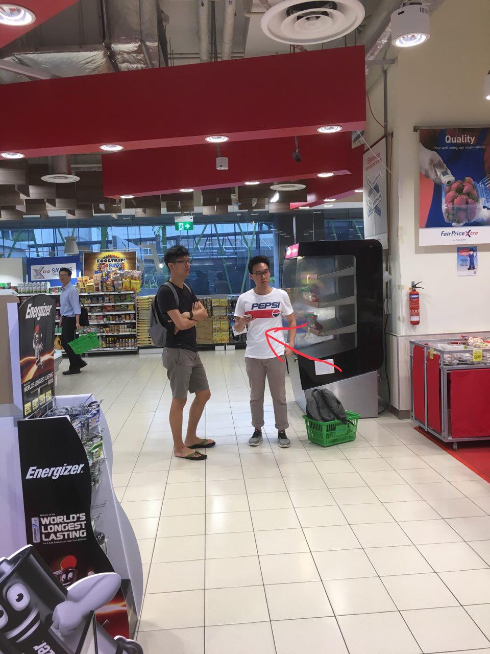 Teammates at supermarket